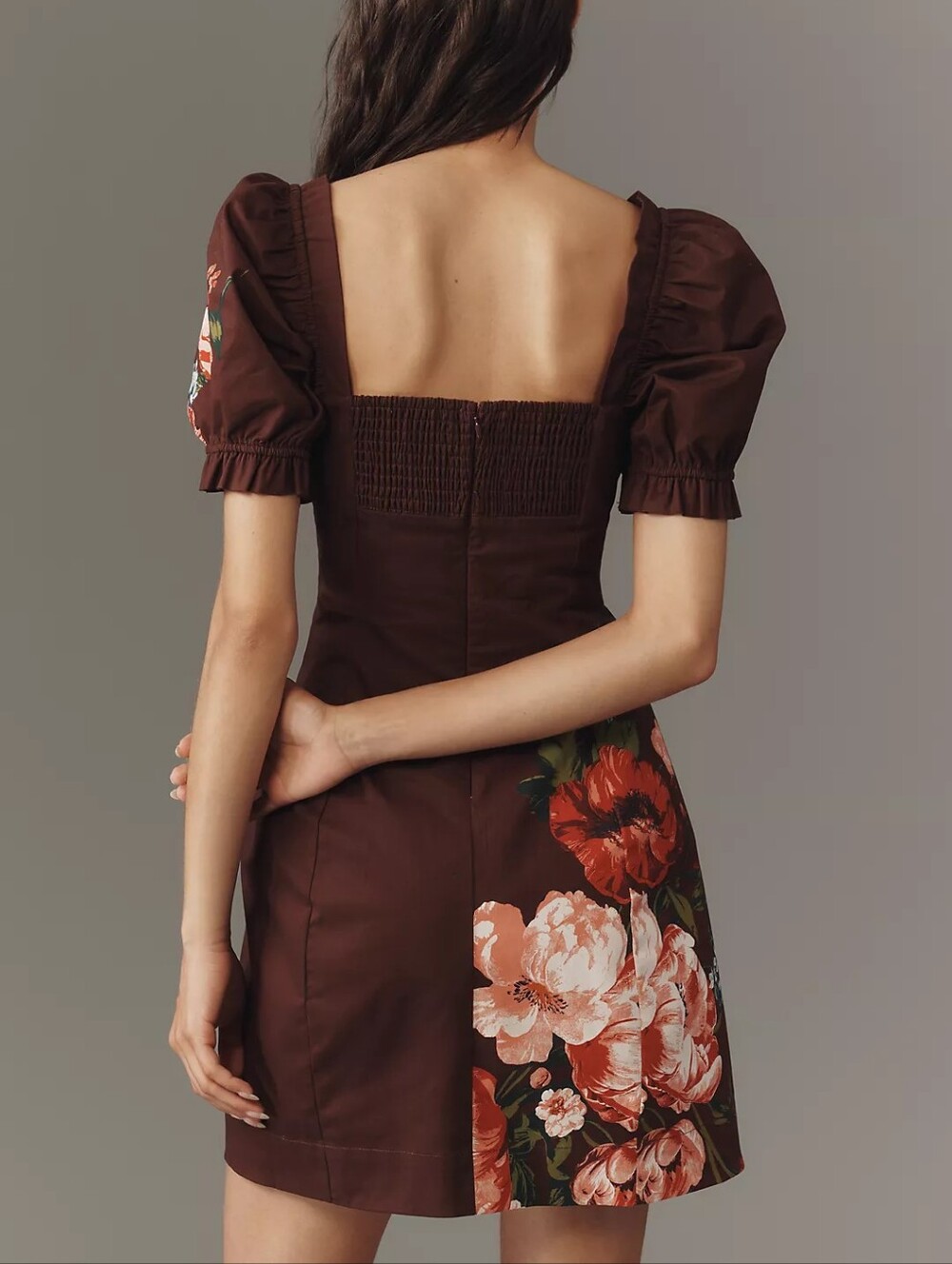 NWT Anthropologie Maeve Puff-Sleeve Square-Neck Floral Mini Dress - Picture 4 of 10